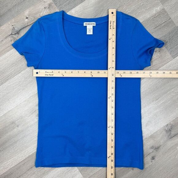 Chico’s Scoop Neck Short Sleeve Tee Shirt Blue Small - Picture 6 of 7